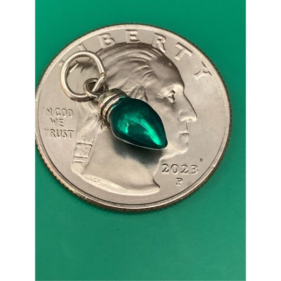 Green Christmas Vintage Light Sterling Silver Jewelry Charm #holiday - Picture 4 of 4